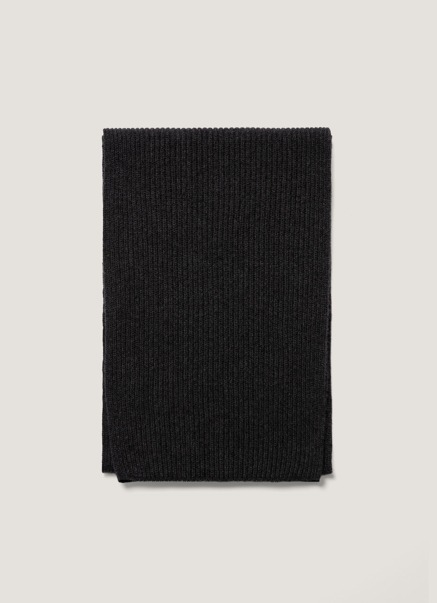 Cashmere Ribbed Scarf in Charcoal Melange