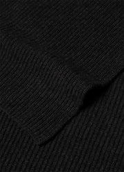 Cashmere Ribbed Scarf in Charcoal Melange