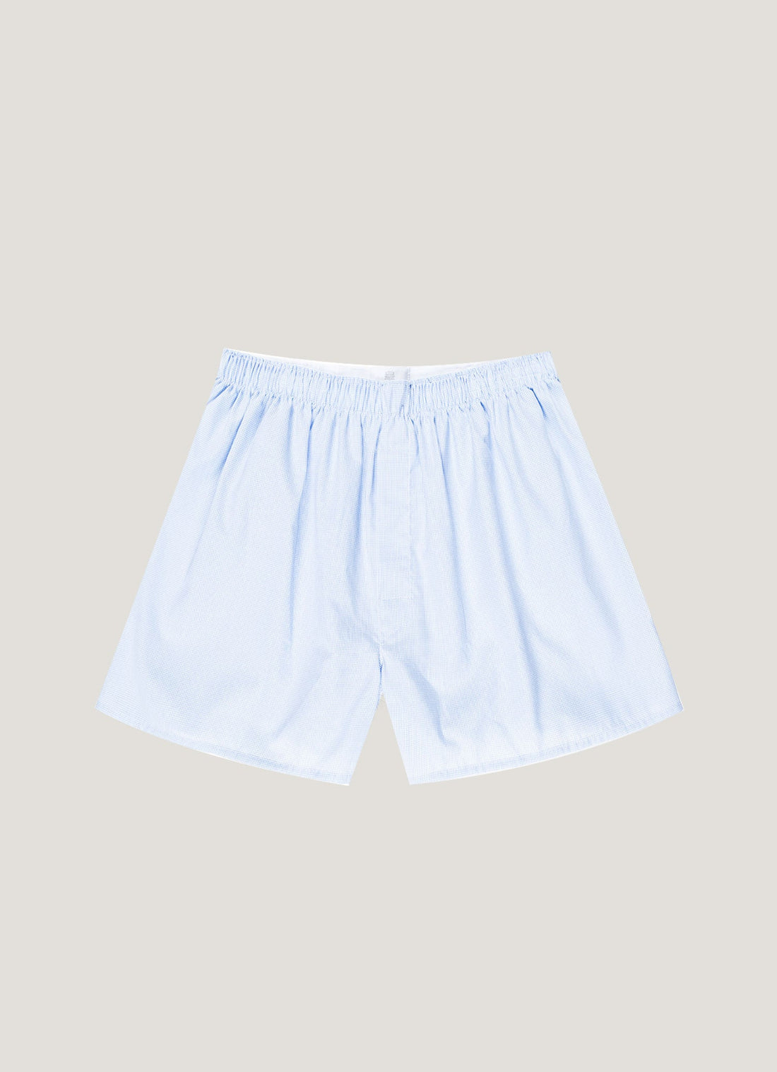 Men's Classic Boxer Shorts in Light Blue Micro Gingham