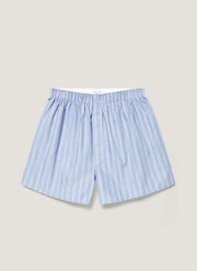 Men's Classic Boxer Short in Mid Blue Wide Stripe