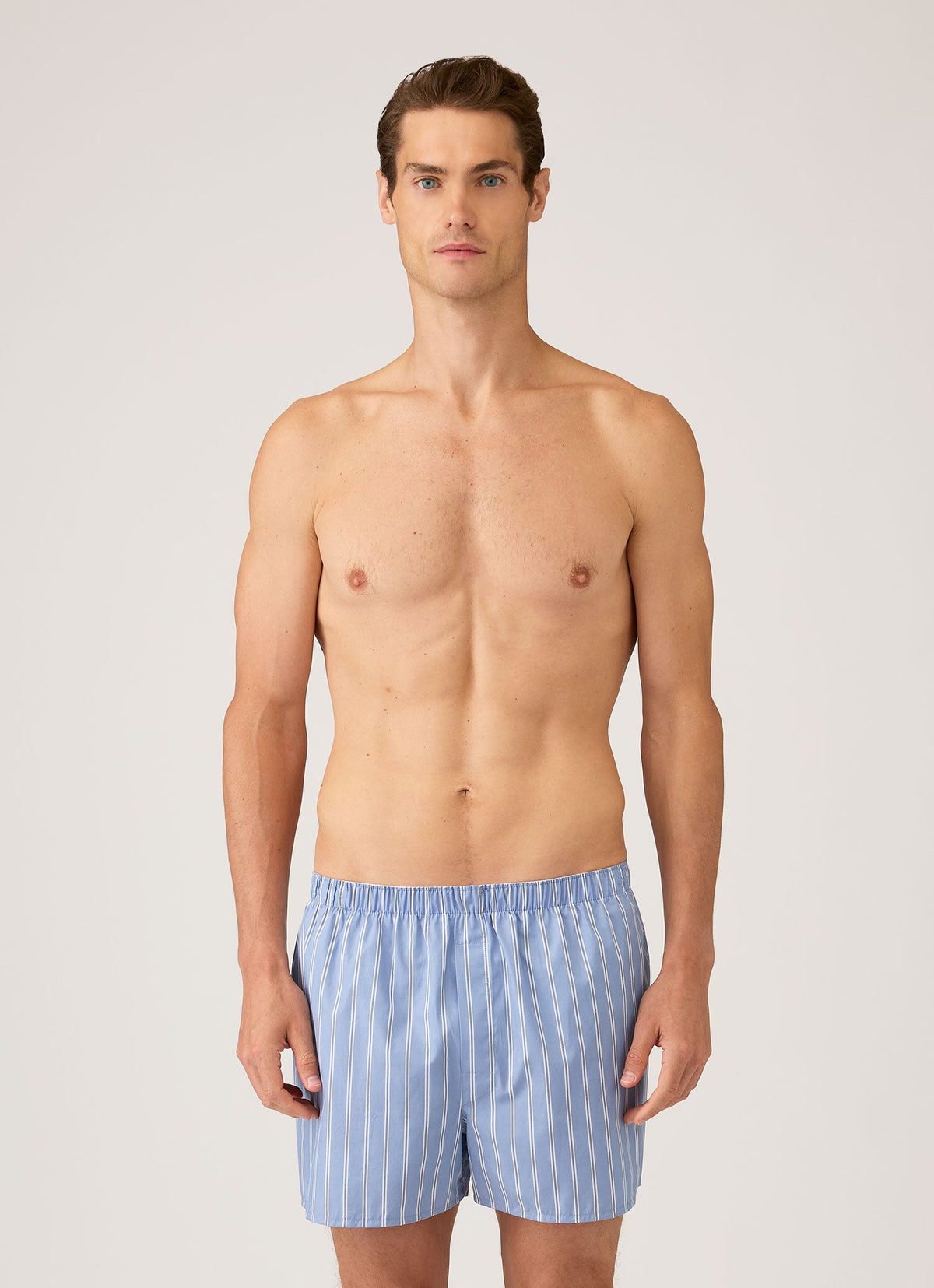Men's Classic Boxer Short in Mid Blue Wide Stripe