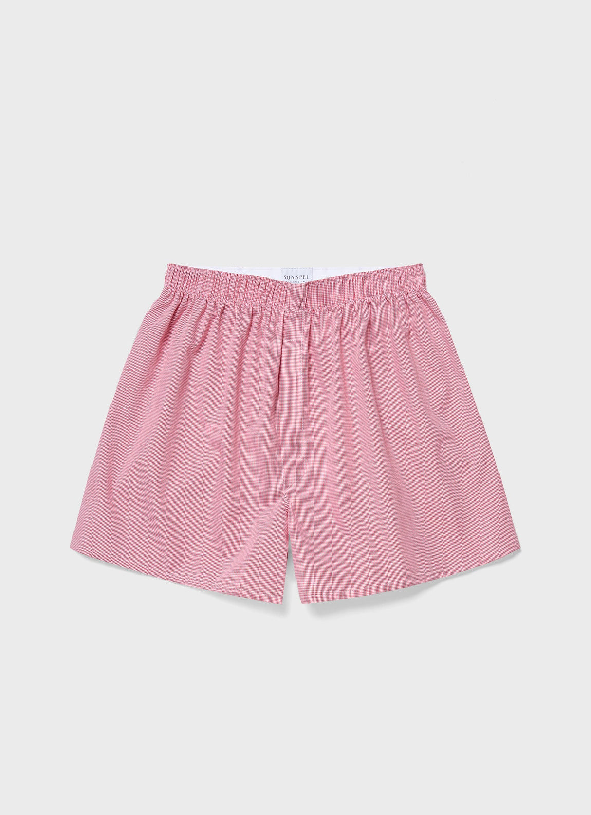 Men's Classic Boxer Shorts in White/Red Micro Gingham