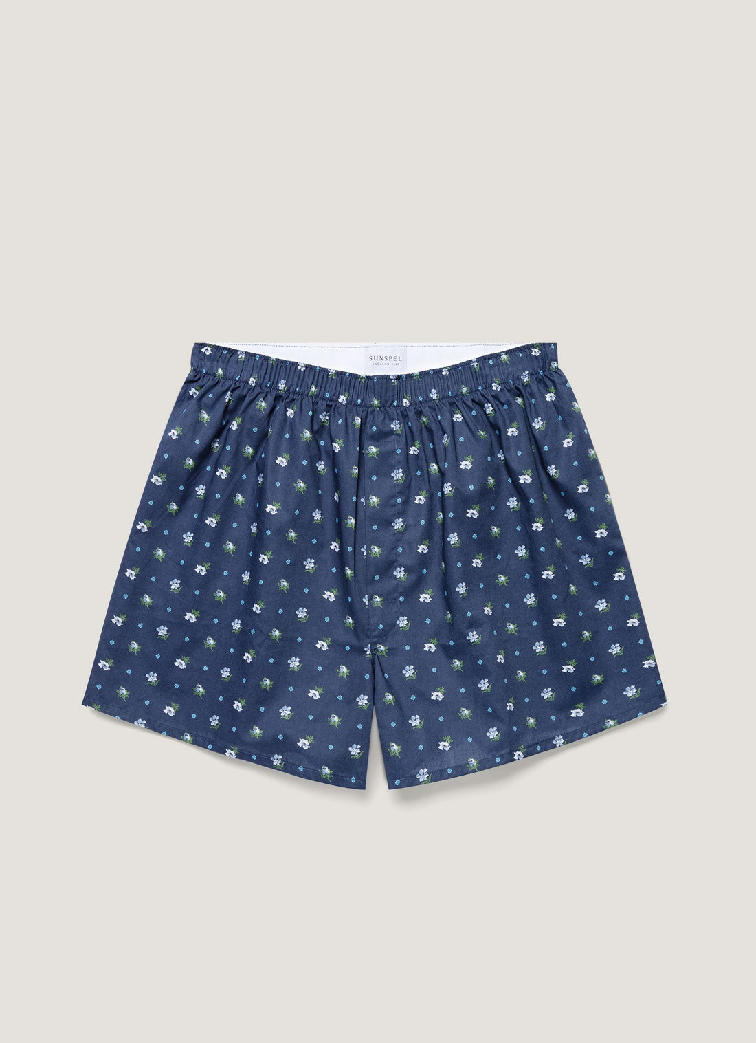 Men's Classic Boxer Shorts in Liberty Fabric in Navy/Blue Ditsy