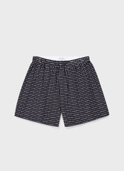 Men's Classic Print Boxer Shorts in Navy/White Leaf Print