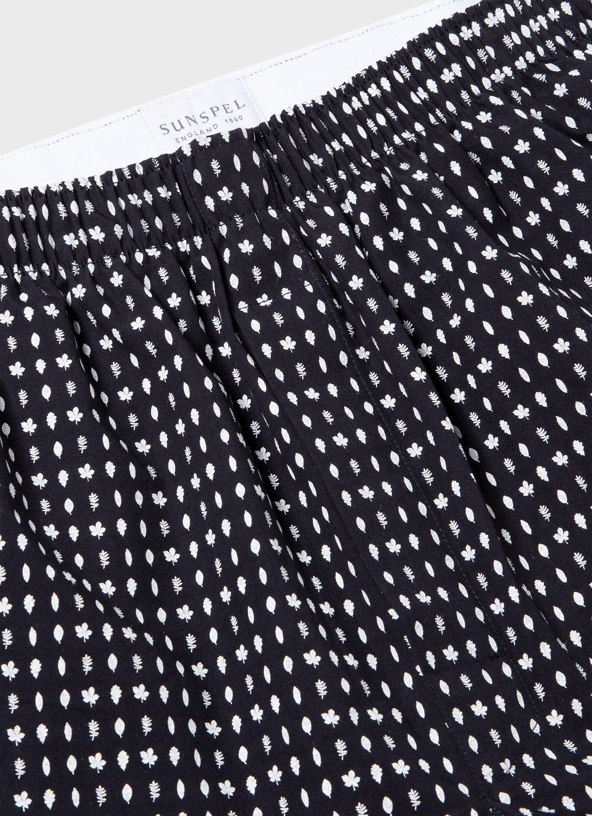 Men's Classic Print Boxer Shorts in Navy/White Leaf Print