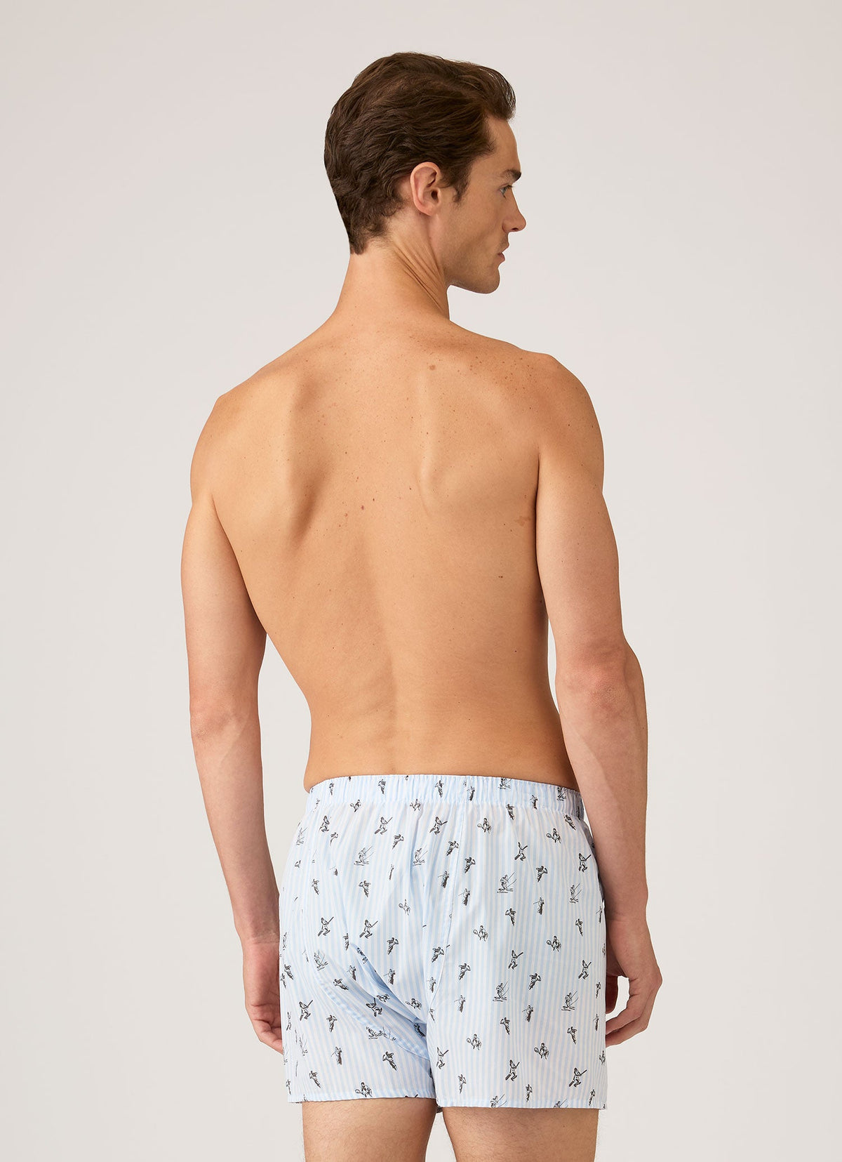 Men's Classic Boxer Short in White/Blue Sports Print