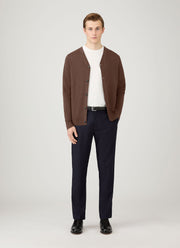 Men's Extra-Fine Merino Cardigan in Bark