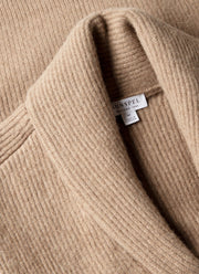 Men's Lambswool Cashmere Shawl Cardigan in Taupe