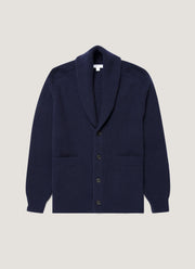 Men's Lambswool Cashmere Shawl Cardigan in Navy