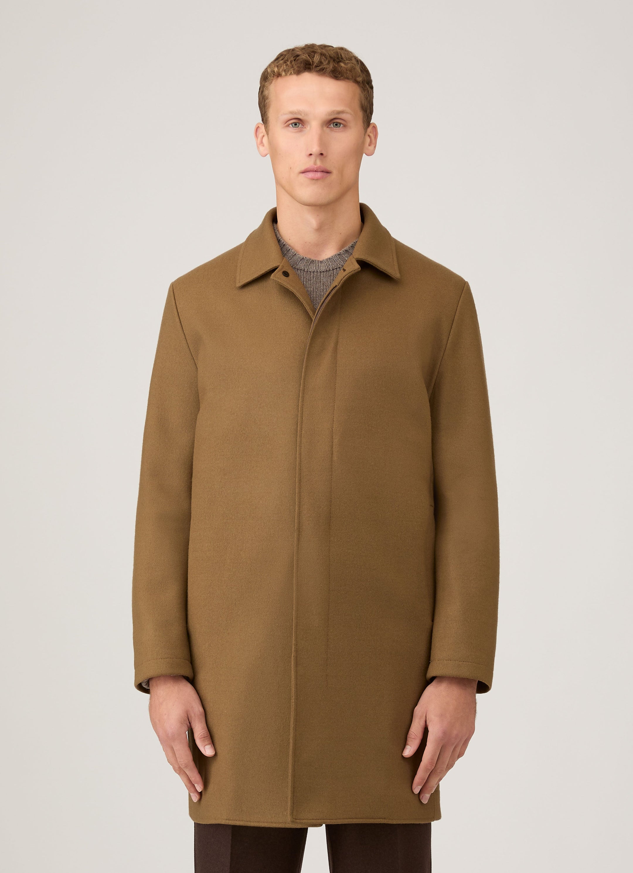 Men's Boiled Wool Coat in Mole
