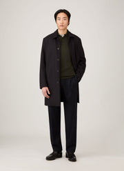 Men's Boiled Wool Coat in Navy