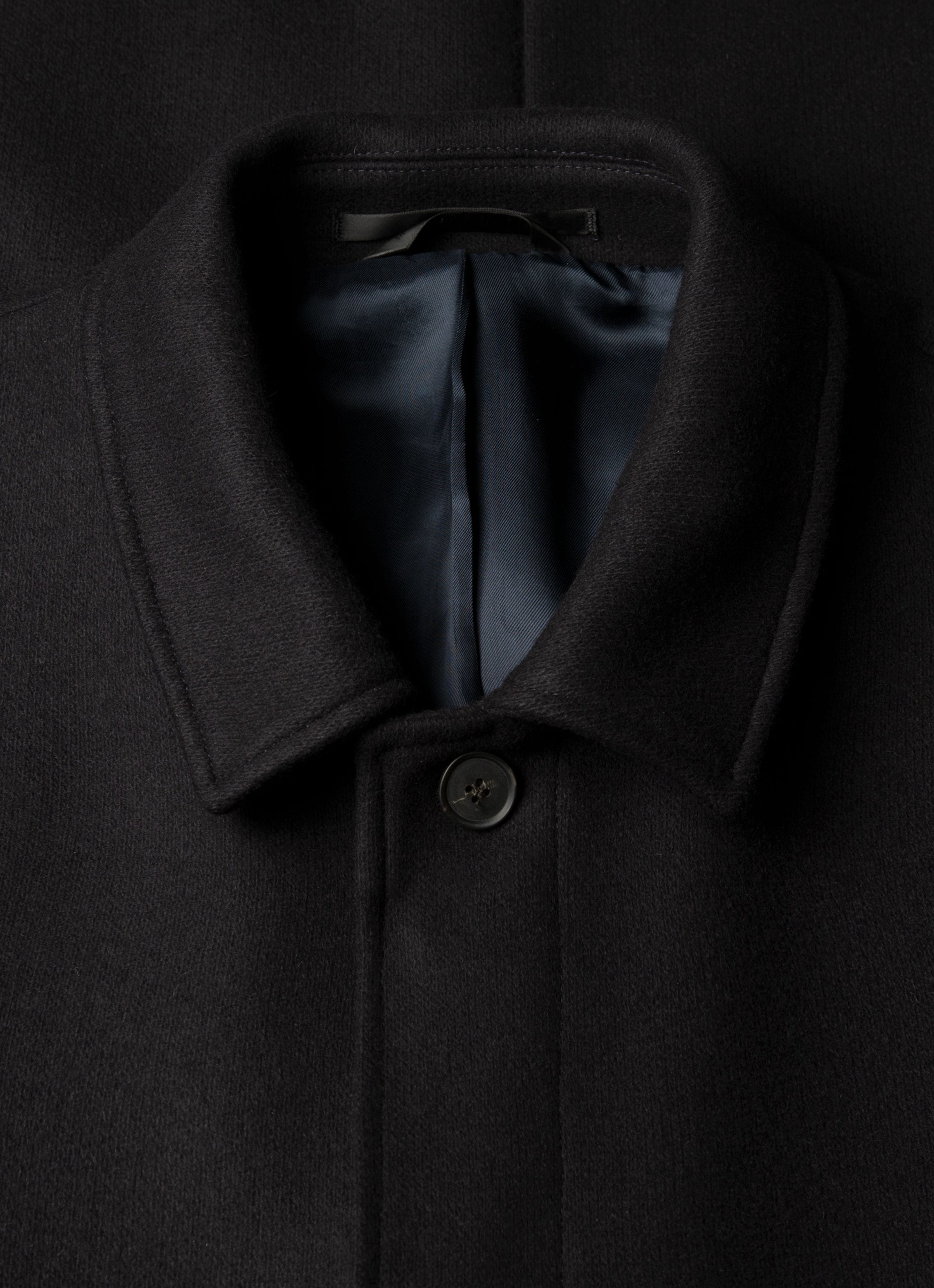 Men's Boiled Wool Coat in Navy