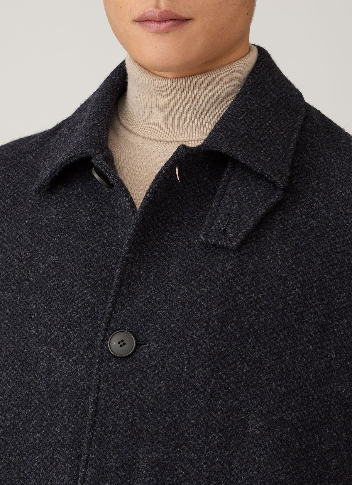 Men's Tweed Overcoat in Navy Tweed