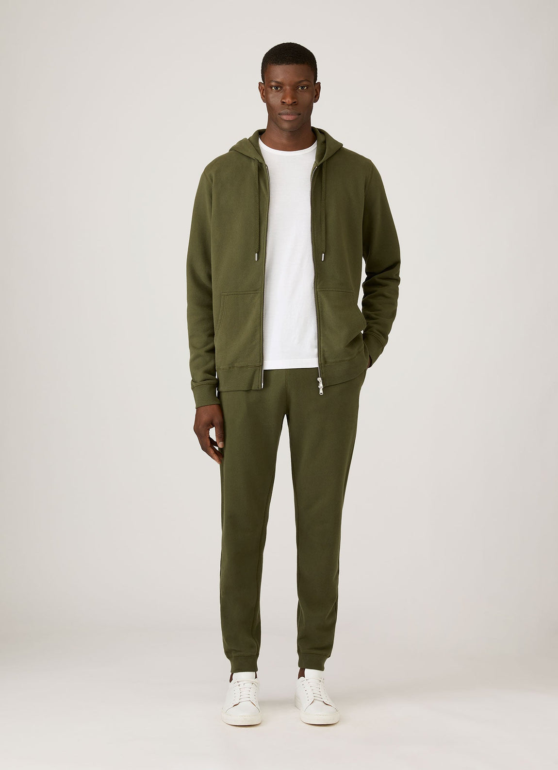 Men's Loopback Zip Hoodie in Deep Olive