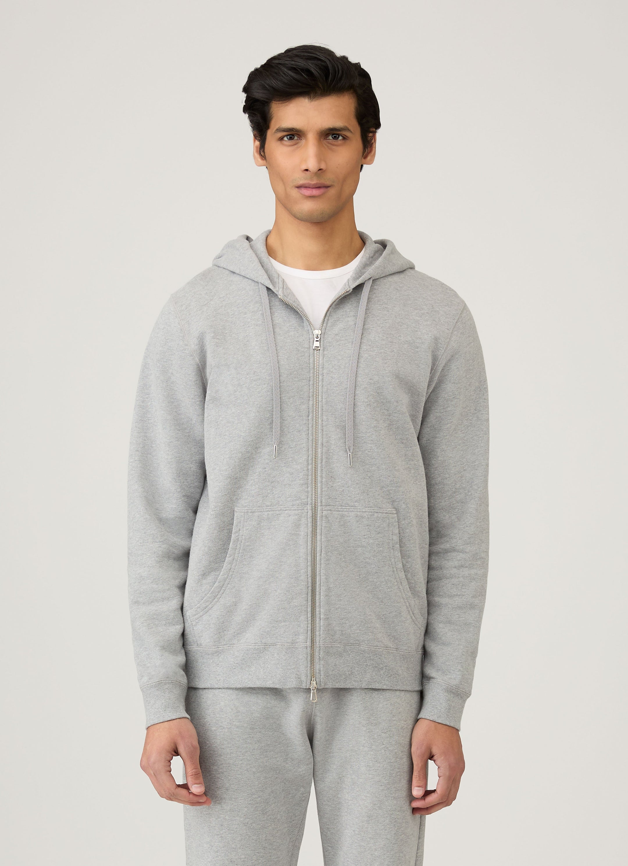 Men's Loopback Zip Hoody in Grey Melange