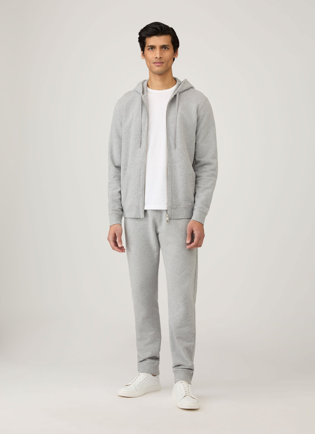 Men's Loopback Zip Hoody in Grey Melange