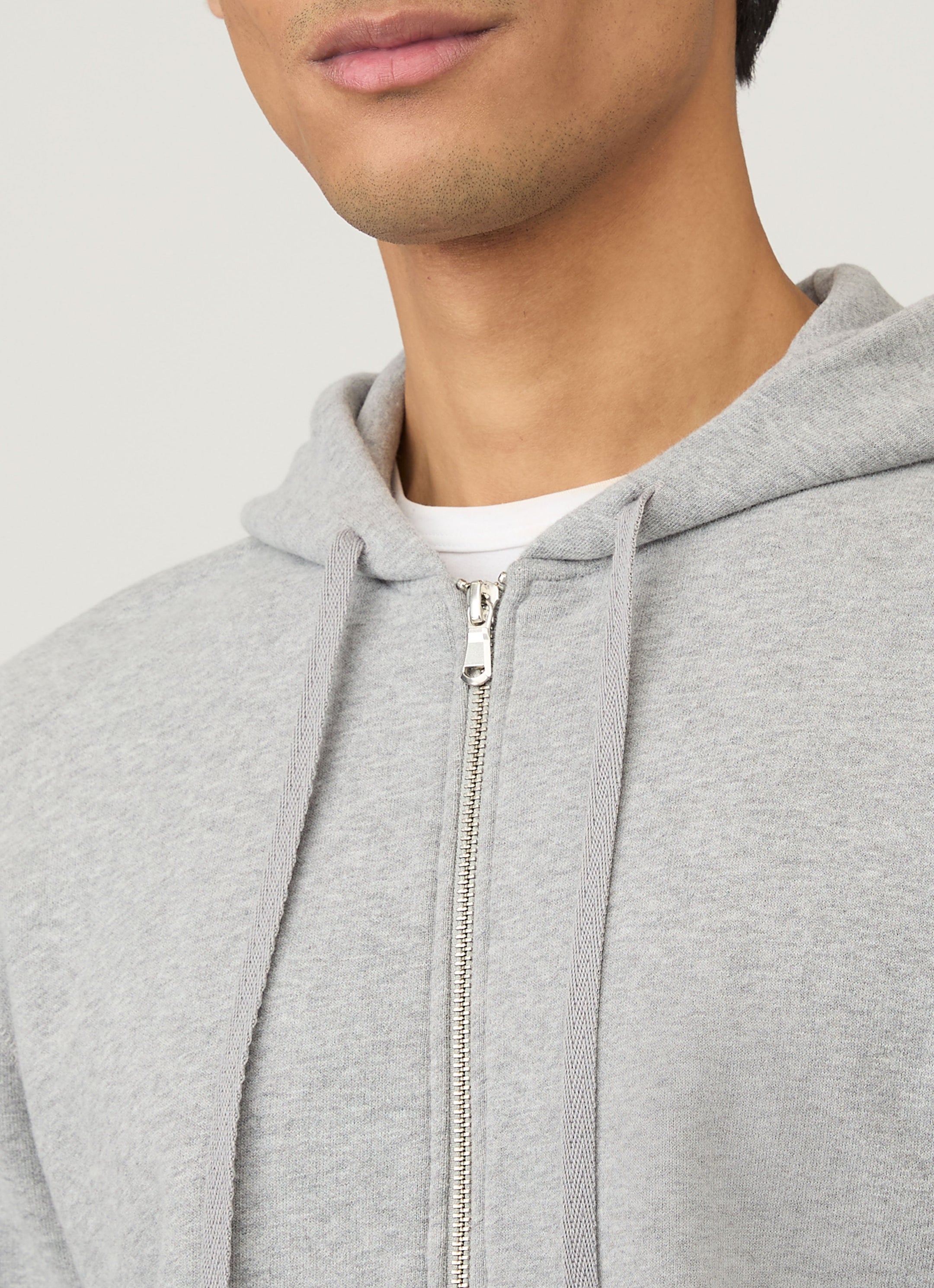 Men's Loopback Zip Hoody in Grey Melange