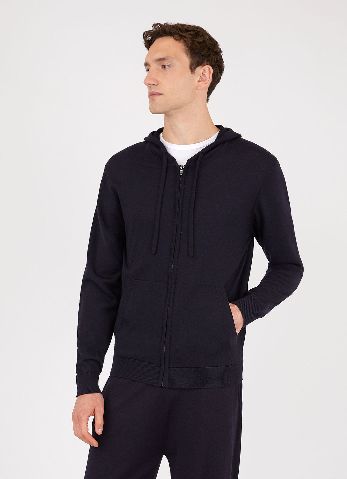 Men's Merino Zip Hoody in Navy