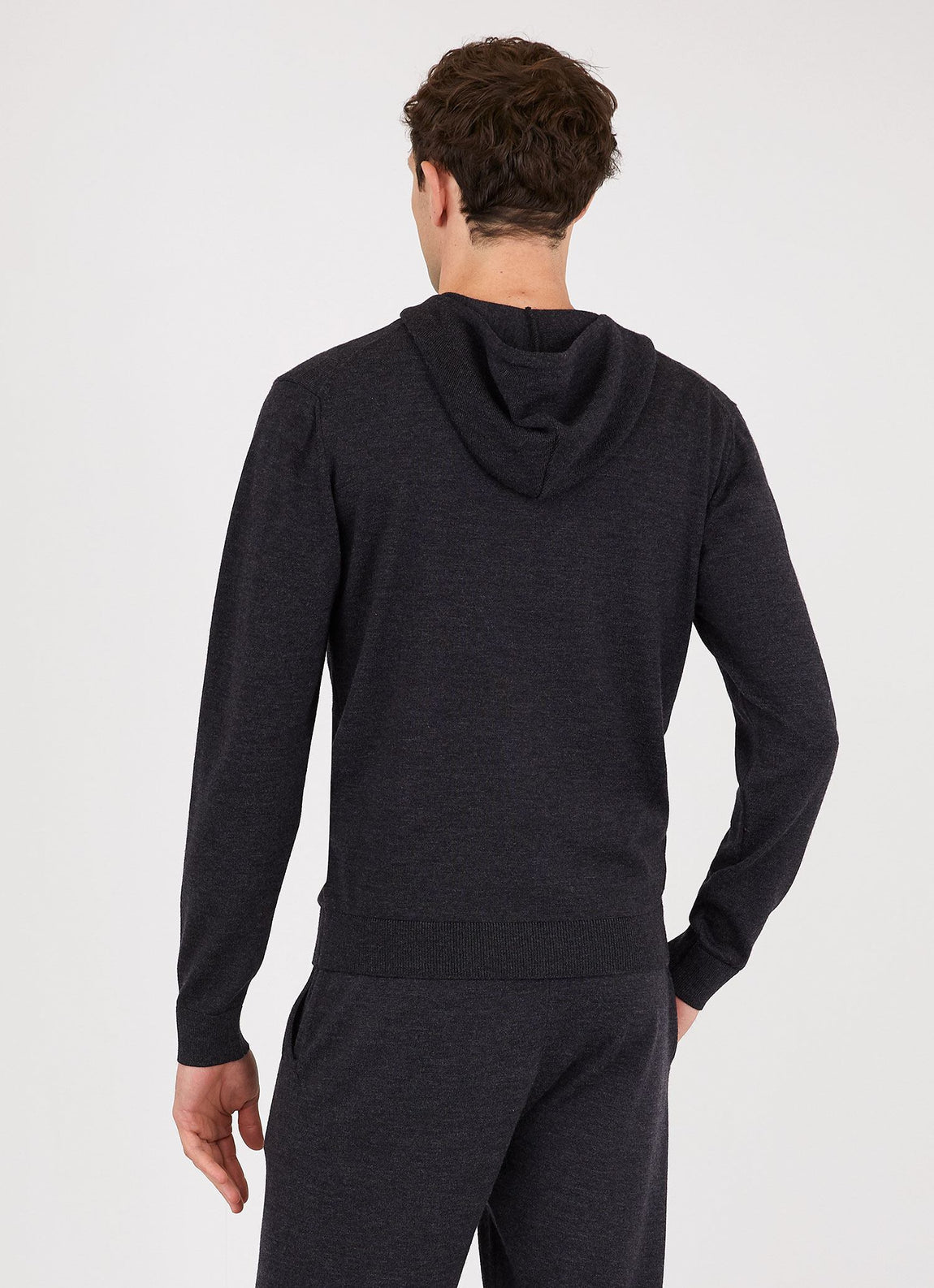 Men's Merino Zip Hoody in Charcoal Melange