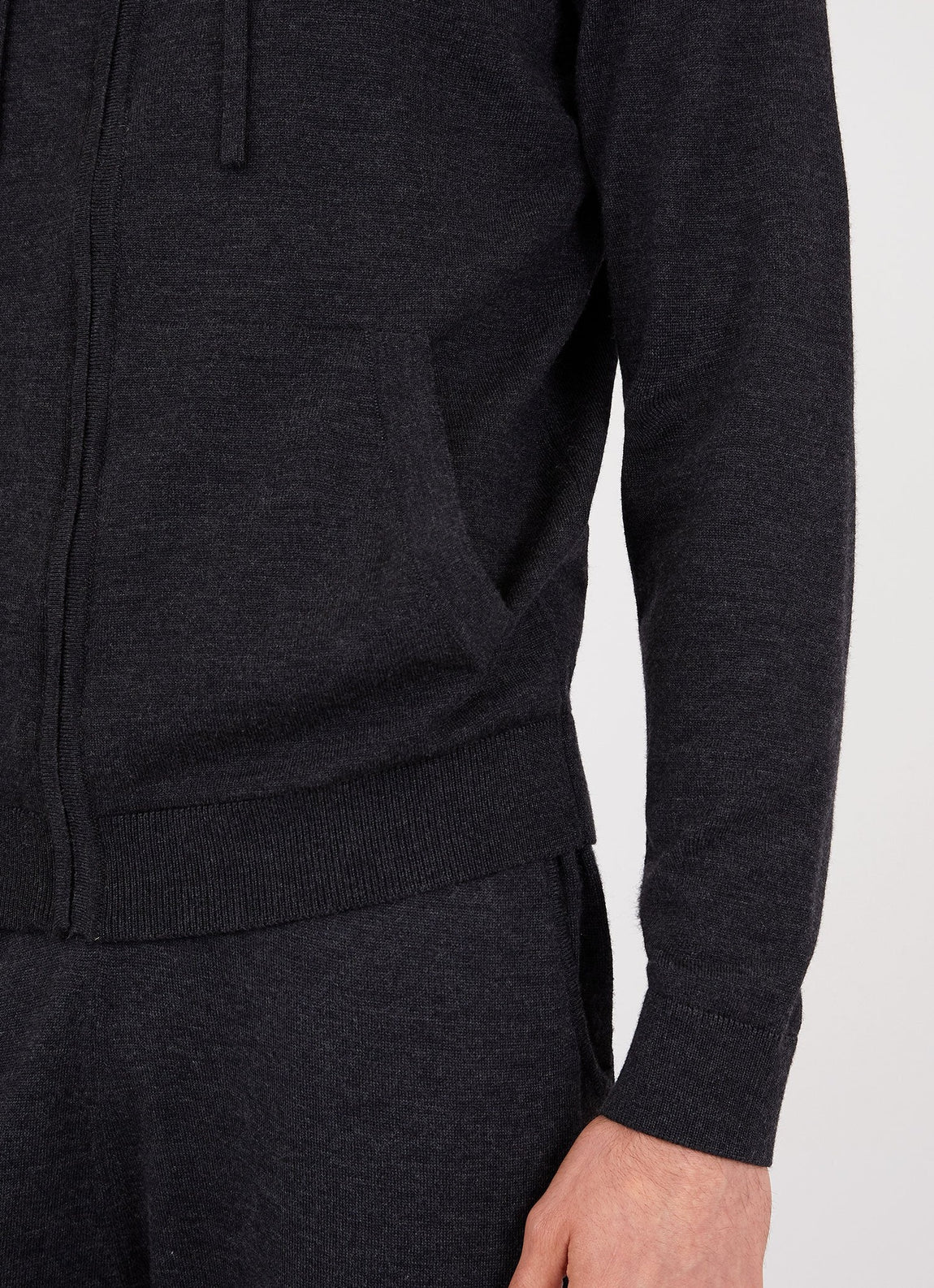 Men's Merino Zip Hoody in Charcoal Melange