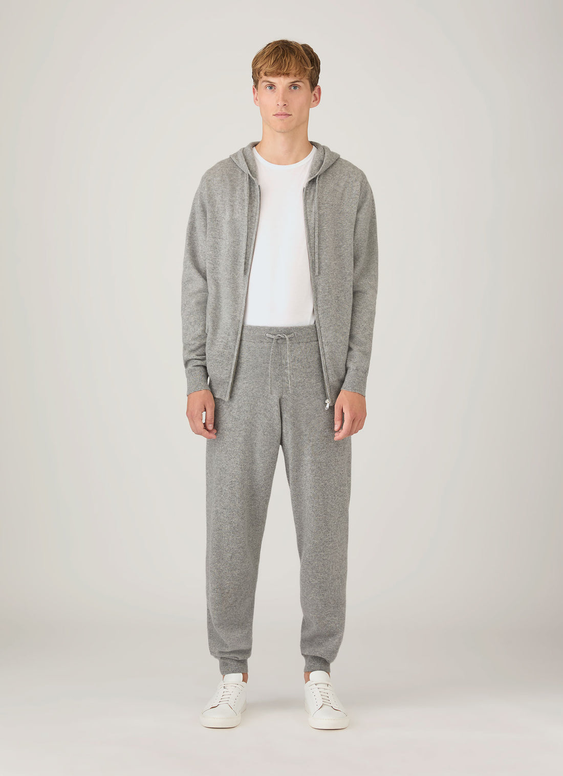 Men's Cashmere Hoodie in Grey Melange