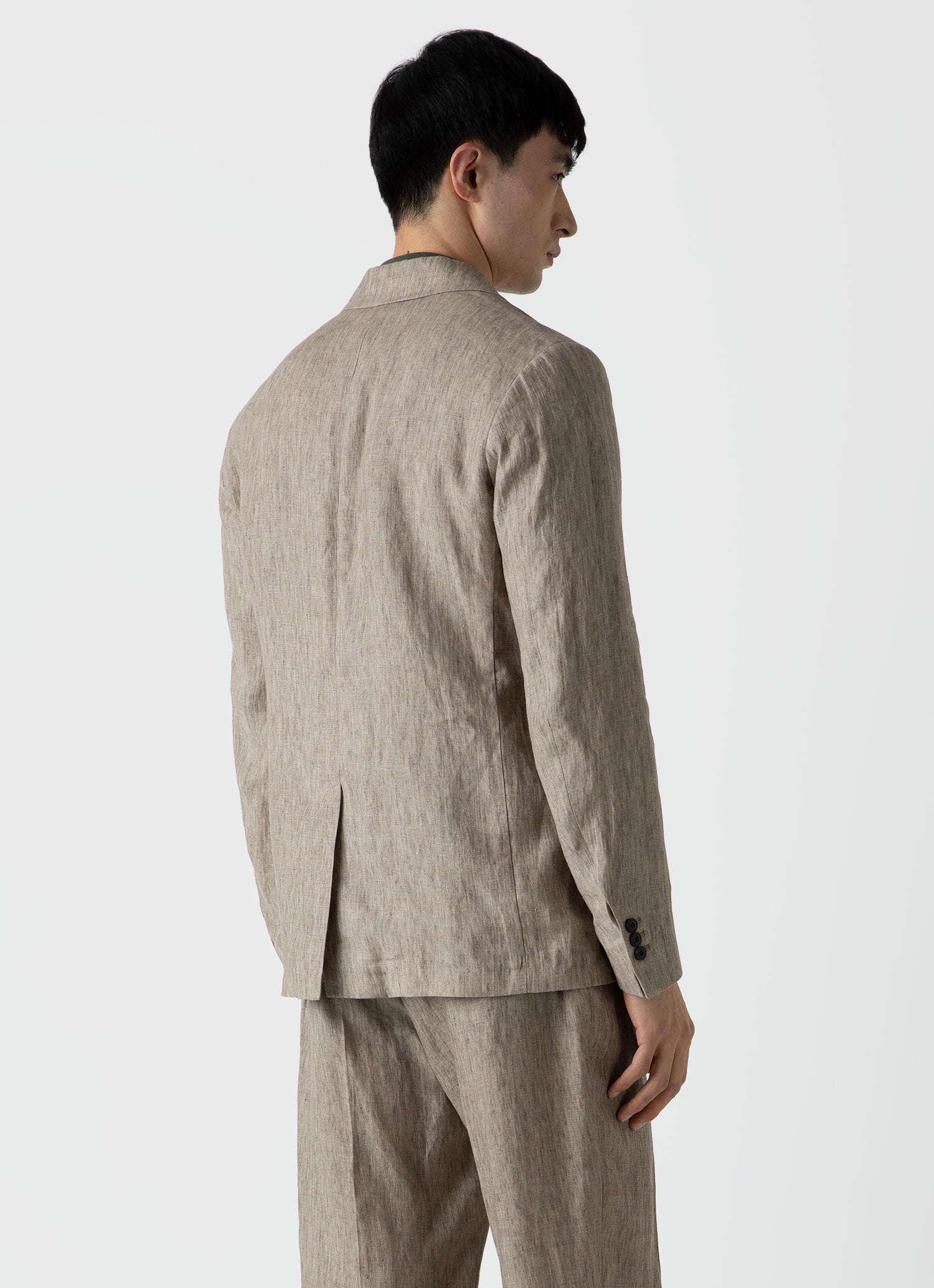 Men's Linen Blazer in Dark Stone
