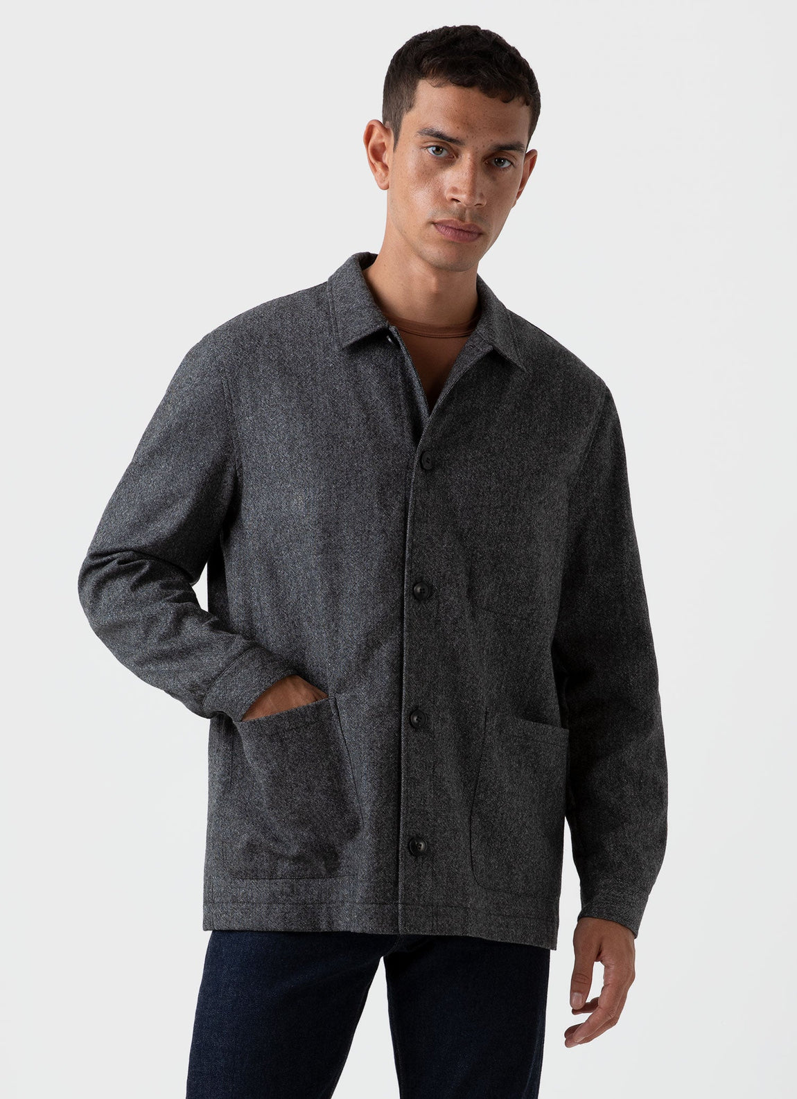 Men's Donegal Twin Pocket Jacket in Mid Grey Melange