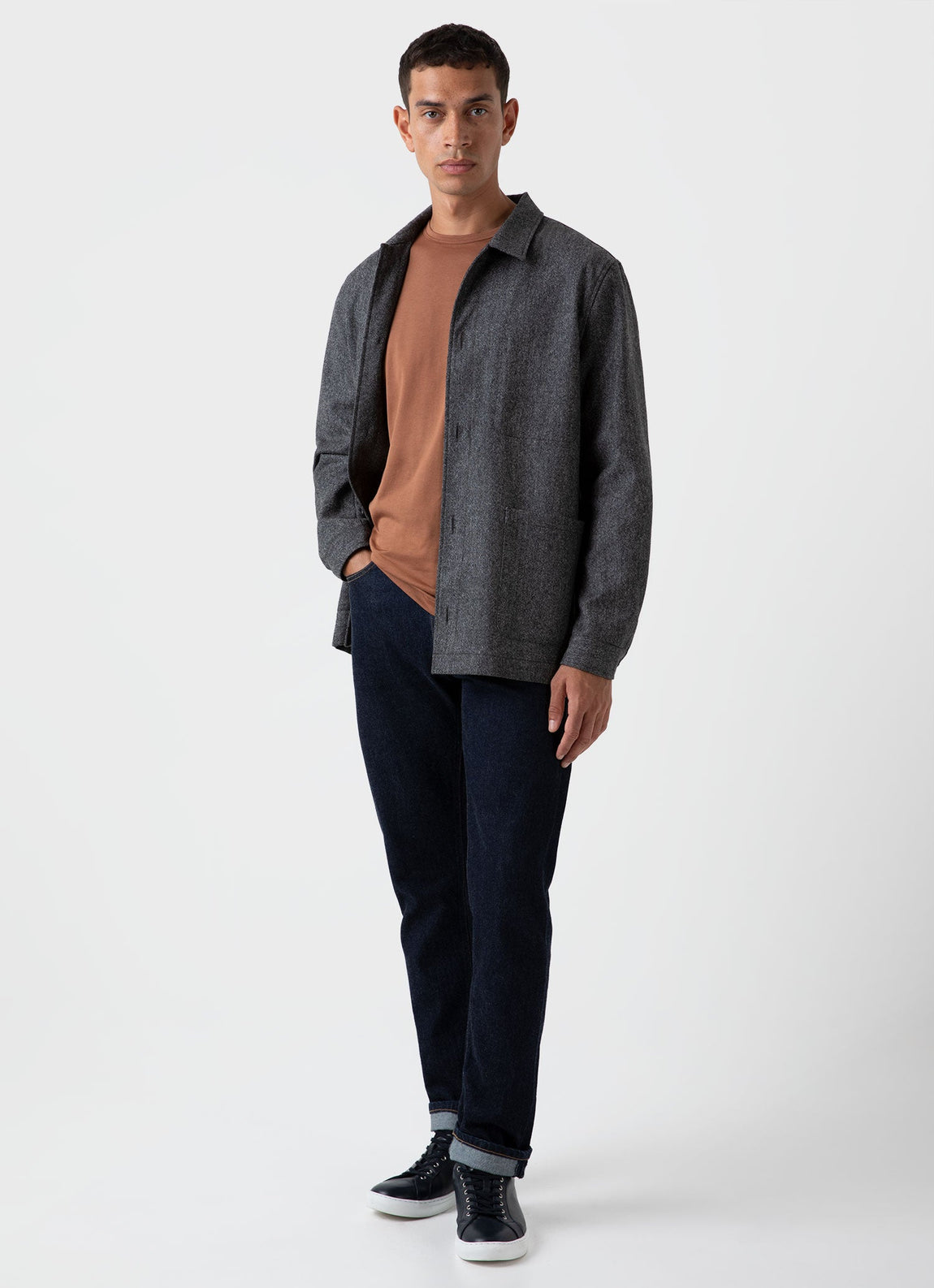 Men's Donegal Twin Pocket Jacket in Mid Grey Melange
