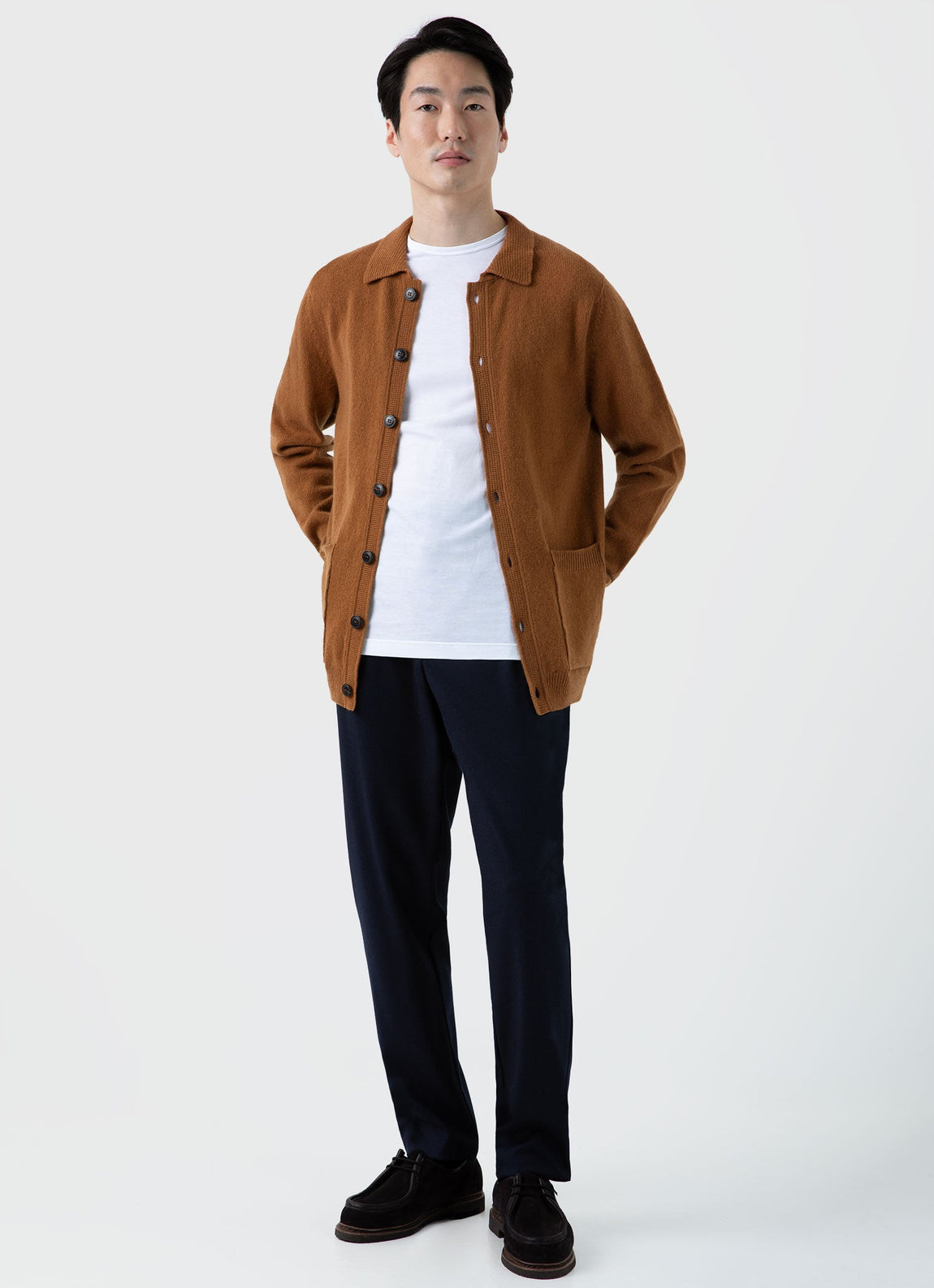 Men's Lambswool Jacket in Dark Camel