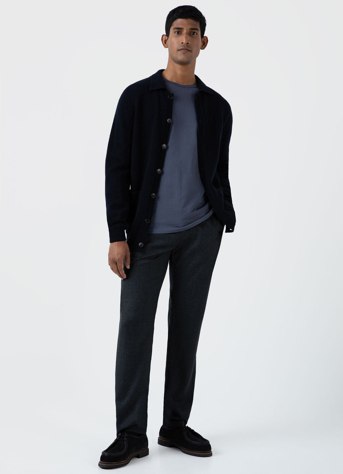 Men's Lambswool Jacket in Dark Navy Mouline