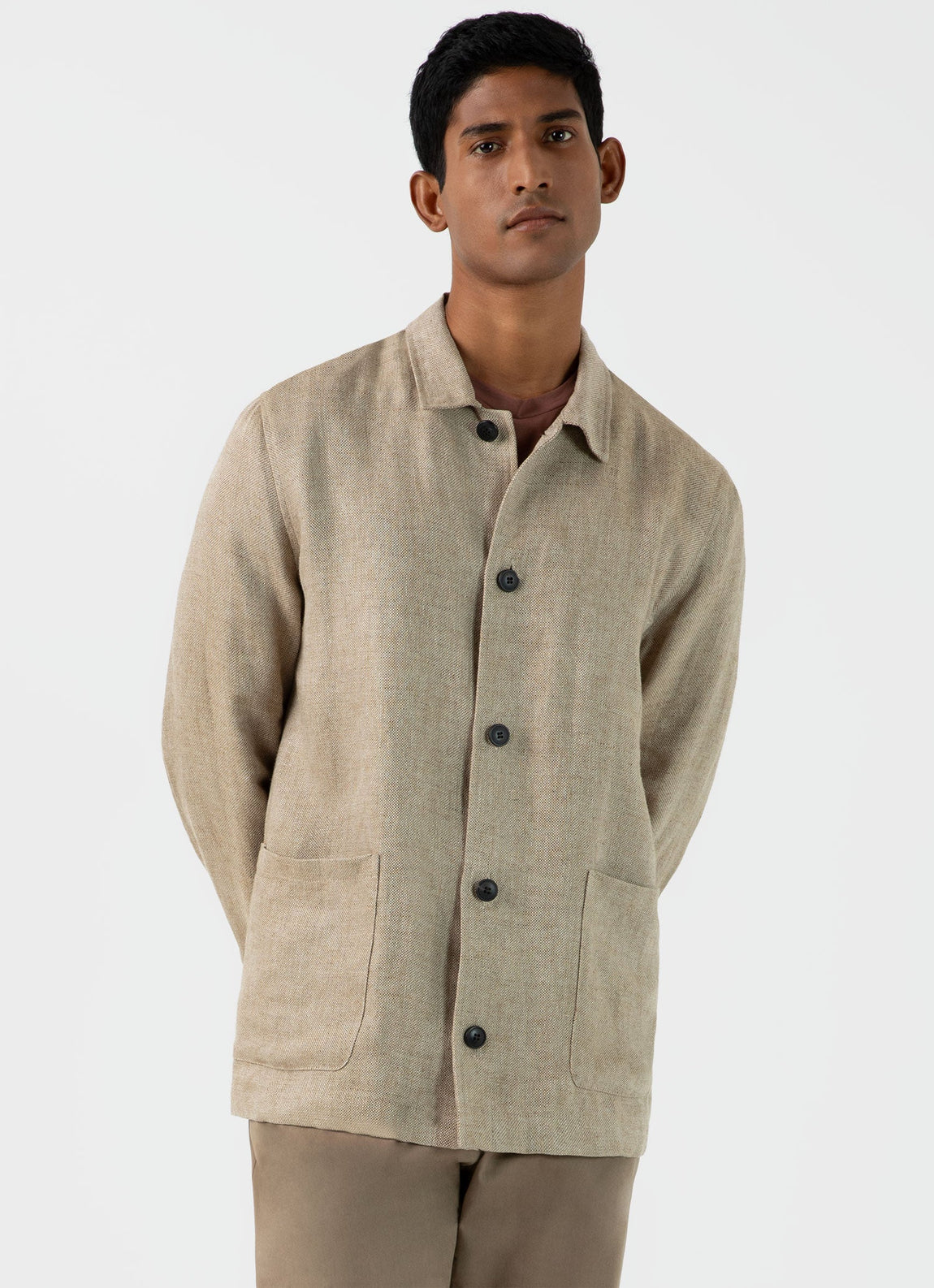 Men's Hopsack Twin Pocket Jacket in Light Stone