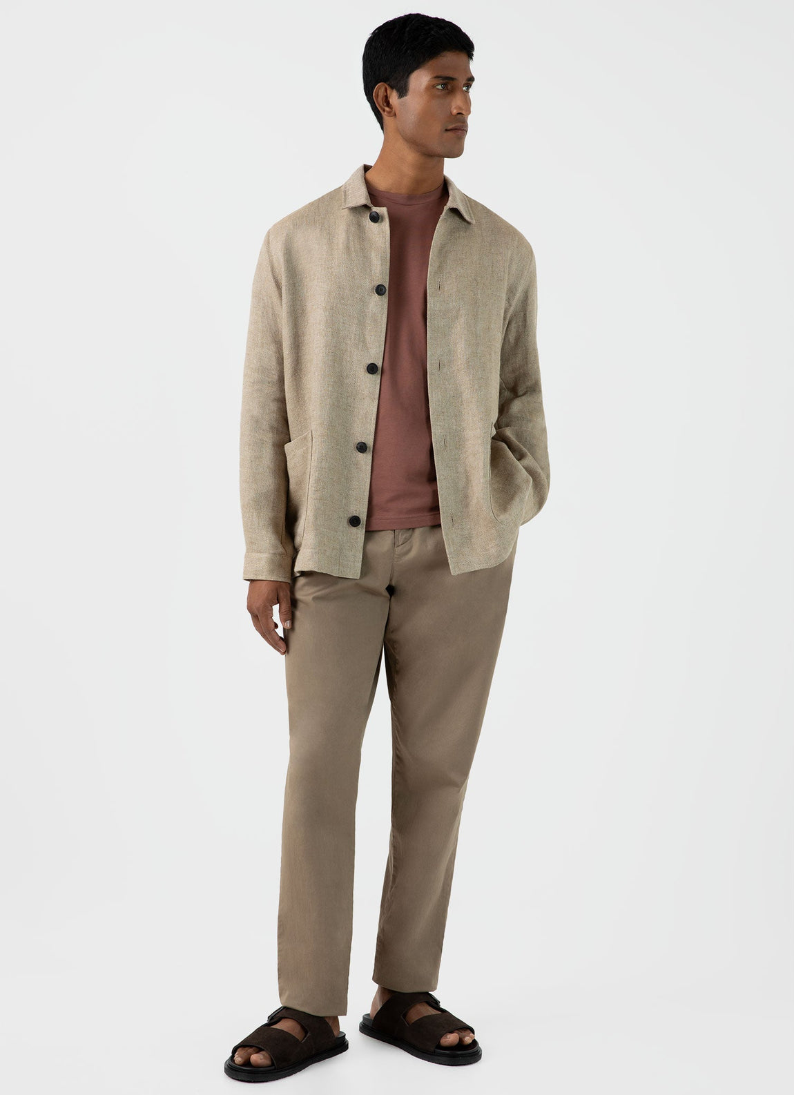 Men's Hopsack Twin Pocket Jacket in Light Stone