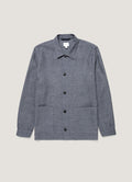 Men's Cotton Linen Twill Twin Pocket Jacket in Denim Blue