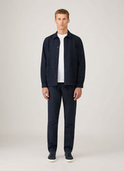 Men's Cotton Linen Twin Pocket Jacket in Navy