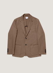 Men's Cotton Linen Blazer in Dark Tan