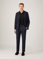 Men's Cotton Linen Unstructured Blazer in Navy