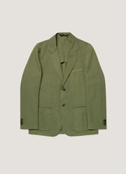 Men's Cotton Linen Two-Piece Suit in Deep Olive