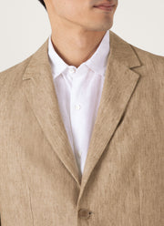 Men's Linen Blazer in Dune Melange