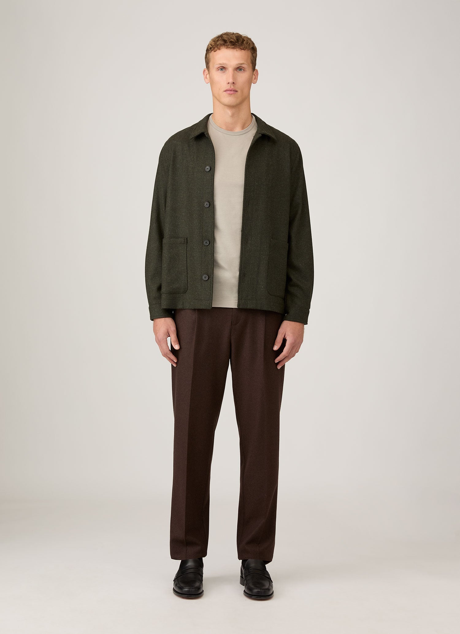 Men's Wool Twin Pocket Jacket in Drill Green