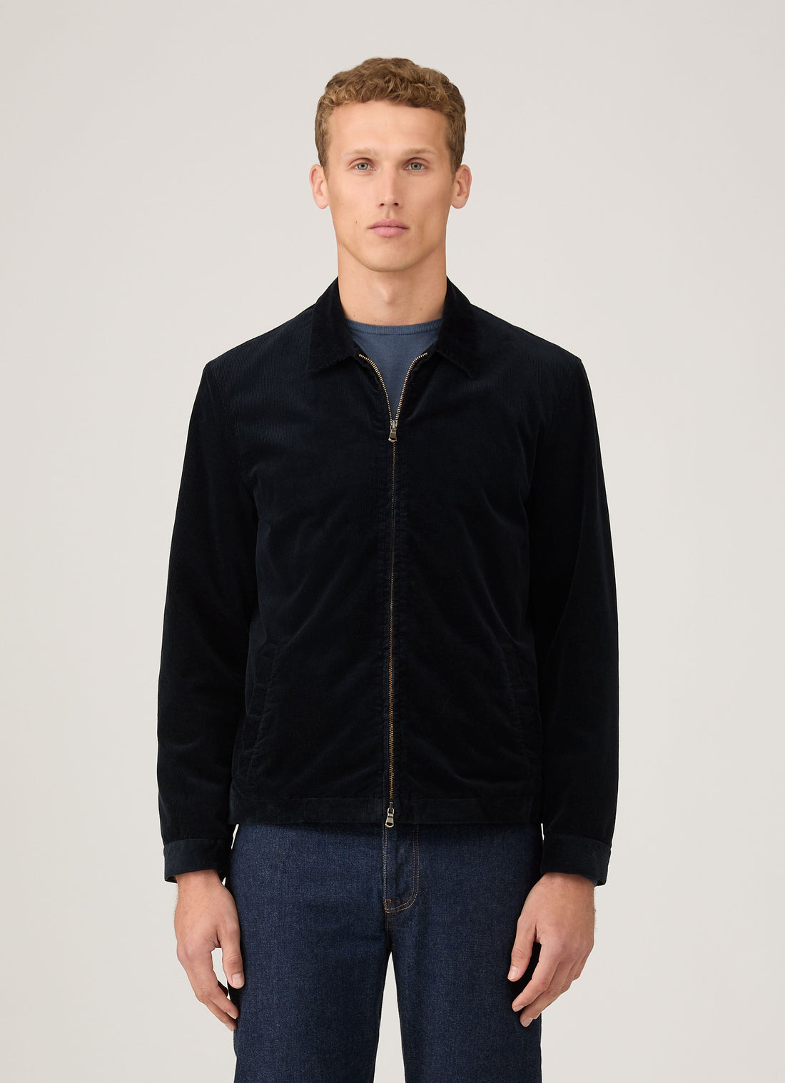 Men's Corduroy Harrington Jacket in Navy