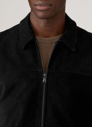 Men's Suede Harrington Jacket in Black