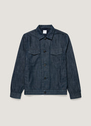 Men's Japanese Denim Jacket in Rinse Wash Denim