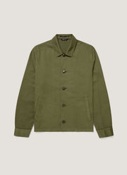 Men's Cotton Linen Jacket in Deep Olive