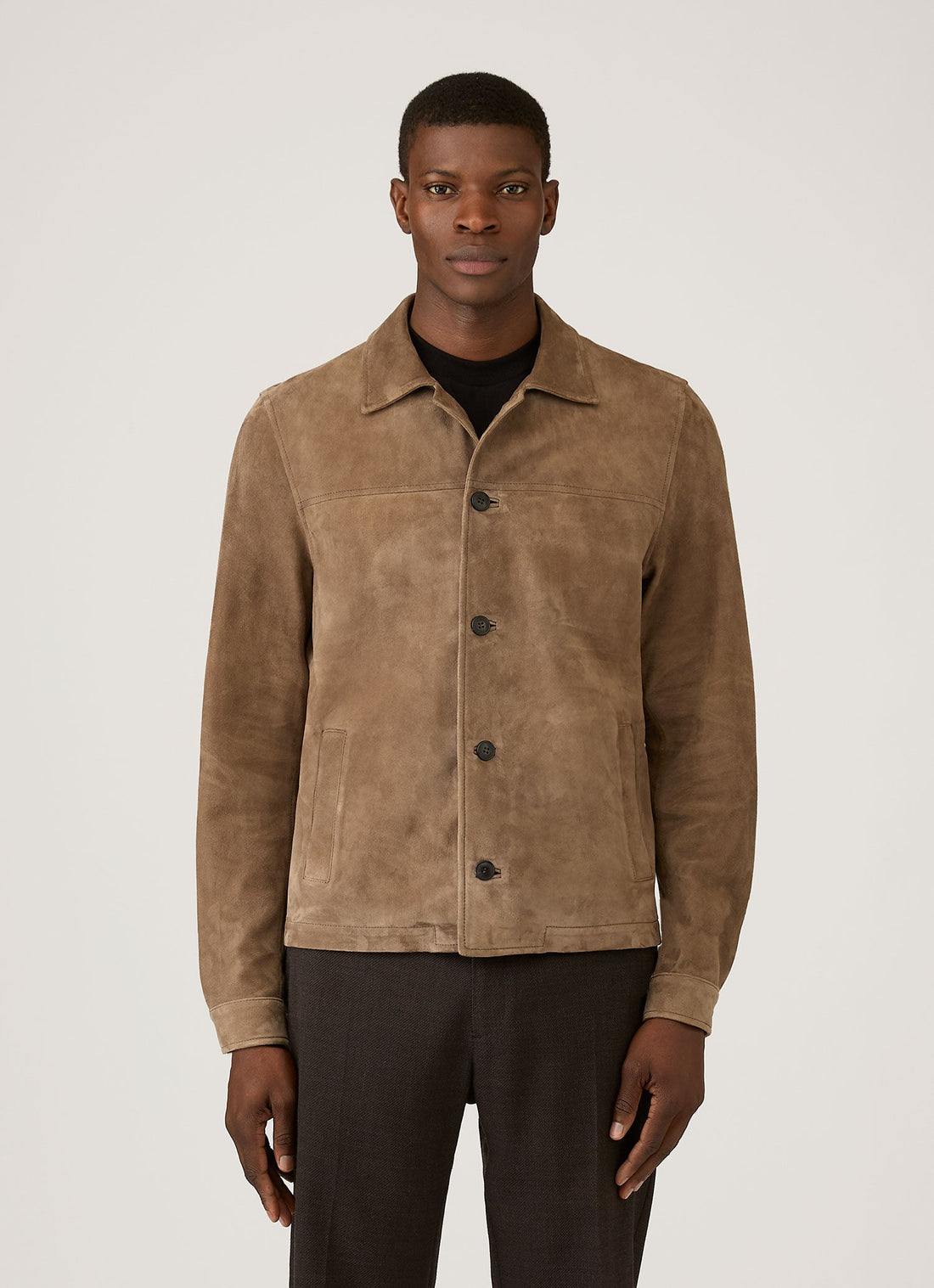 Men's Suede Jacket in Light Tan