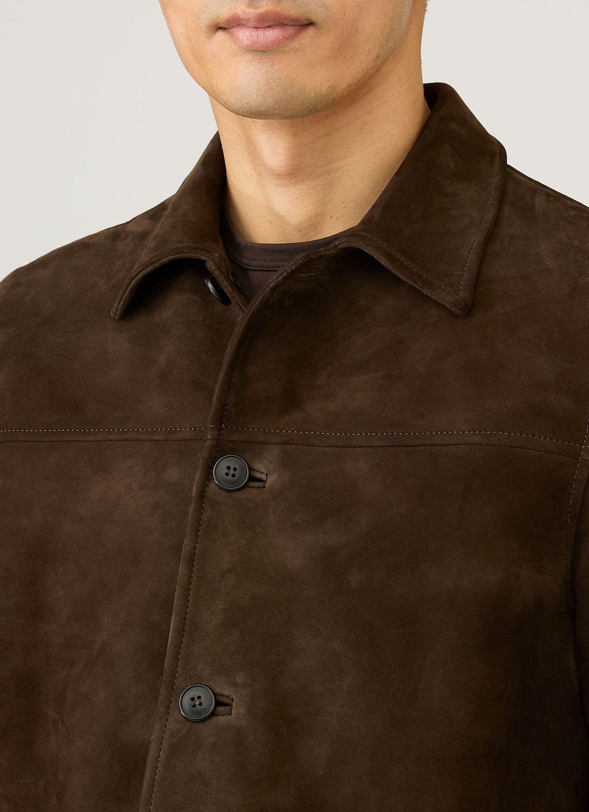 Men's Suede Jacket in Dark Brown