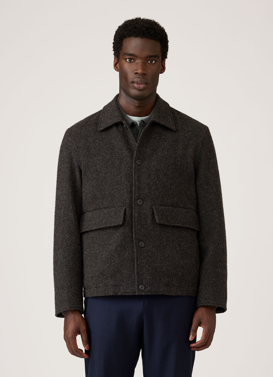 Men's Tweed Field Jacket in Dark Charcoal