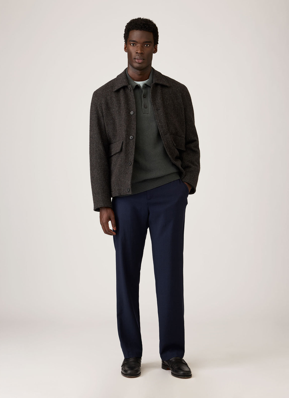 Men's Tweed Field Jacket in Dark Charcoal