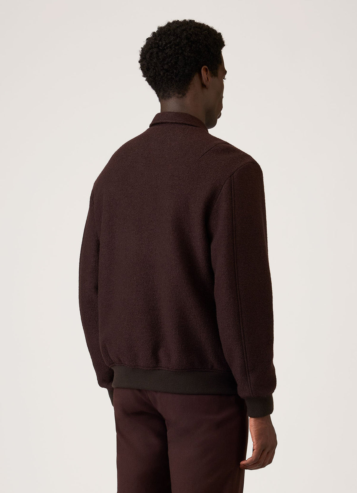 Men's Heavy Boiled Wool Jersey Bomber in Dark Chocolate