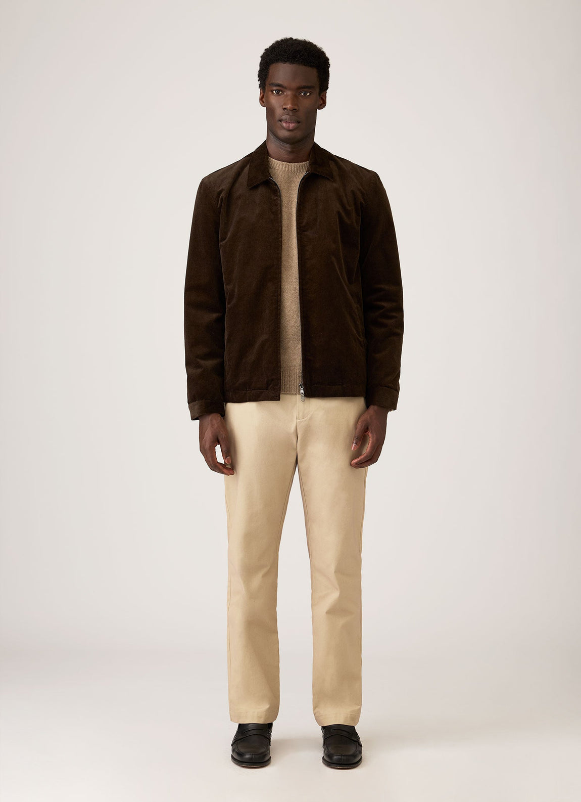 Men's Corduroy Harrington Jacket in Dark Chocolate