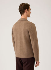 Men's Merino Cotton Double Faced Jacket in Dark Beige
